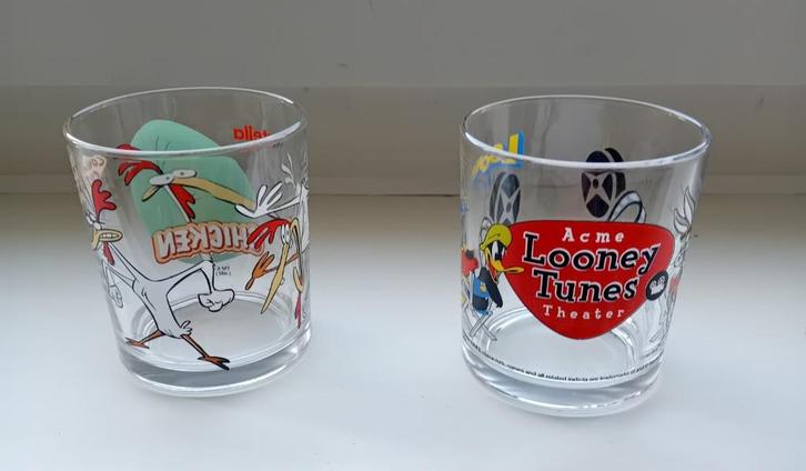 Nutella glazen glas Looney Tunes en Cow and Chicken, Huis en Inrichting, Keuken | Servies, Zo goed als nieuw, Glas of Glazen, Overige stijlen