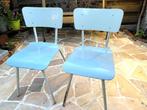 Vintage school stoelen 2 stuks, Huis en Inrichting, Stoelen, Ophalen, Gebruikt, Twee, Blauw