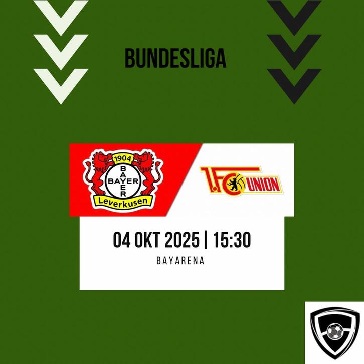 Bayer Leverkusen tickets tegen Union Berlin, Tickets en Kaartjes, Sport | Voetbal, Twee personen, April