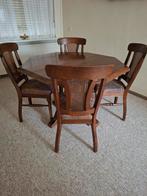 Houten Eettafel met 4 Stoelen, Huis en Inrichting, Tafels | Eettafels, Ophalen, Klassiek, Overige vormen, Vier personen