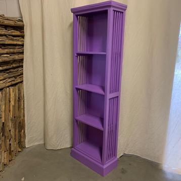Retro paarse Boekenkast - 4 planken – teak - TTM Wonen beschikbaar voor biedingen