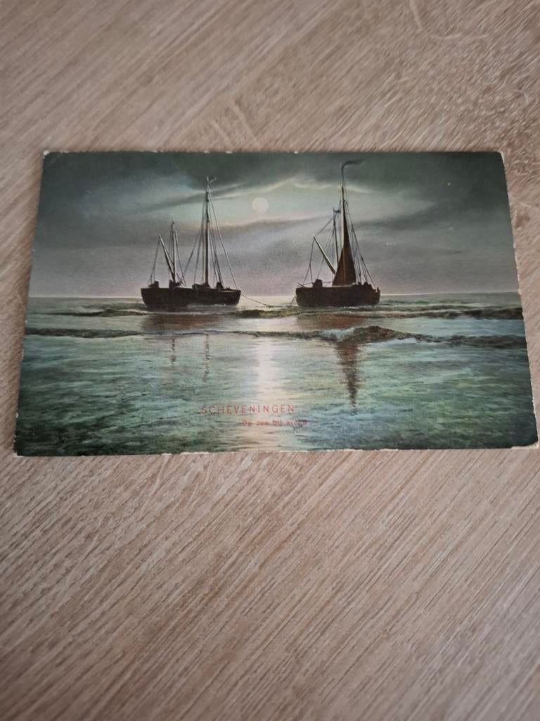 Oude ansichtkaart Scheveningen vissersboten 1907, Ophalen of Verzenden, Voor 1920, Gelopen, Zuid-Holland