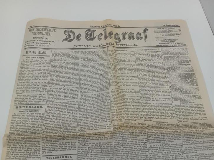 De Telegraaf oude voorpagina's o.a. 1 januari 1893, Verzamelen, Tijdschriften, Kranten en Knipsels, Tijdschrift, Nederland, 1960 tot 1980