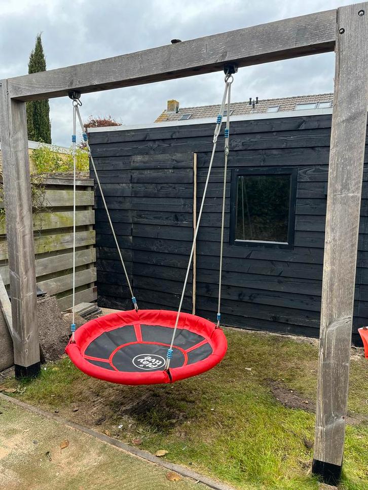 Schommel met 3 Douglas palen (15/15/300), Tuin en Terras, Hangmatten, Gebruikt, Meerpersoons, Met standaard, Buiten, Ophalen