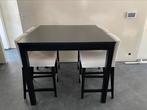 Ikea bartafel met 4 barkrukken zwart, Huis en Inrichting, Ophalen of Verzenden, Gebruikt, Inclusief barstoelen