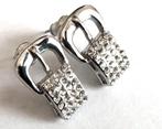 Super leuke gesp oorbellen vol heldere fonkelende steentjes, Verzenden, Zo goed als nieuw, Zilver, Knopjes of Stekers