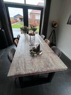 Eetkamertafel met stoelen, Huis en Inrichting, Ophalen, 100 tot 150 cm, Eikenhout, 200 cm of meer