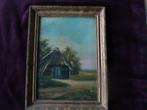 Oud schilderijtje Boerenschuur, Antiek en Kunst, Kunst | Schilderijen | Klassiek, Ophalen of Verzenden