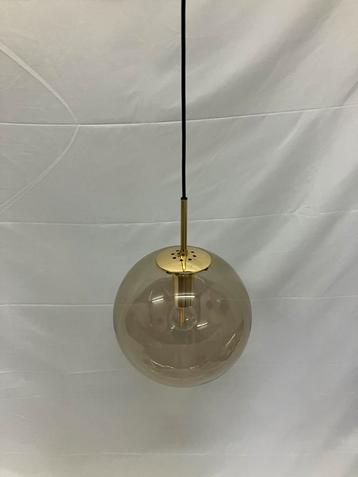 Smoked glas messing vintage hanglamp Limburg Glashütte, 1970 beschikbaar voor biedingen