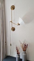 Mooie Vintage Wand / Hanglamp met glazen kap, Ophalen, Gebruikt, Glas, Minder dan 50 cm
