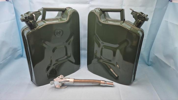 ACTIE 2 Nieuwe Metalen Jerrycans 10L + Schenktuit, Auto-onderdelen, Brandstofsystemen, Nieuw, Ophalen of Verzenden