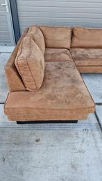 Cognac hoekbank met uitwasbare kussens - 290x210 cm, Huis en Inrichting, 250 tot 300 cm, Gebruikt, ., Hoekbank