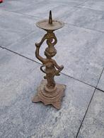 Antieke Messing Kandelaar met Engel, Ophalen of Verzenden, Koper of Brons