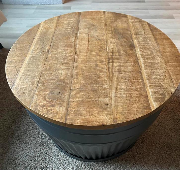 Ronde Mango Houten Salontafel, Huis en Inrichting, Tafels | Salontafels, Gebruikt, Minder dan 50 cm, 50 tot 100 cm, 50 tot 100 cm