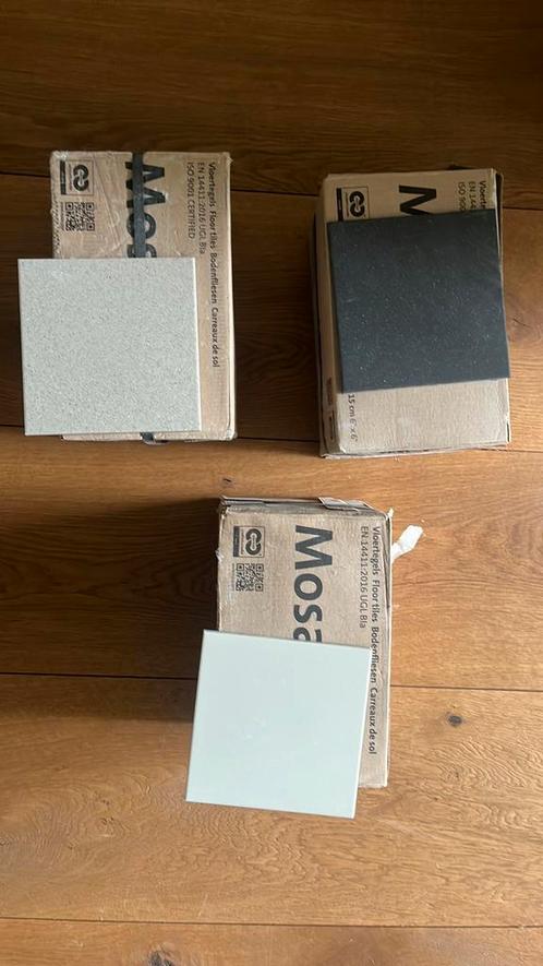 Mosa vloertegels 15x15 grijs, zwart en beige, 3 hele dozen, Doe-het-zelf en Verbouw, Tegels, Nieuw, Vloertegels, Keramiek, Minder dan 20 cm