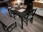 HÄGERNÄS Tafel met 4 stoelen - Zwart, Ophalen of Verzenden, Zo goed als nieuw, 4 tot 6 stoelen