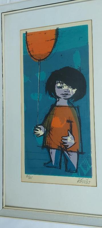 Grafiek Rob Cox: Meisje met ballon. beschikbaar voor biedingen