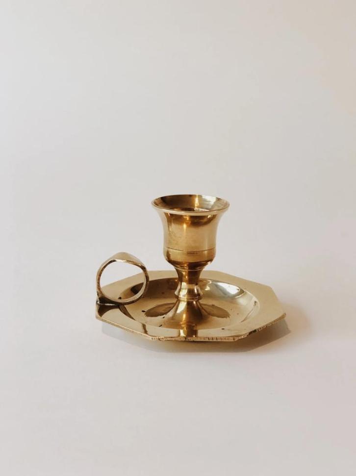 VINTAGE MESSING KANDELAAR | 5,5 CM, Antiek en Kunst, Antiek | Kandelaars, Koper of Brons, Ophalen of Verzenden