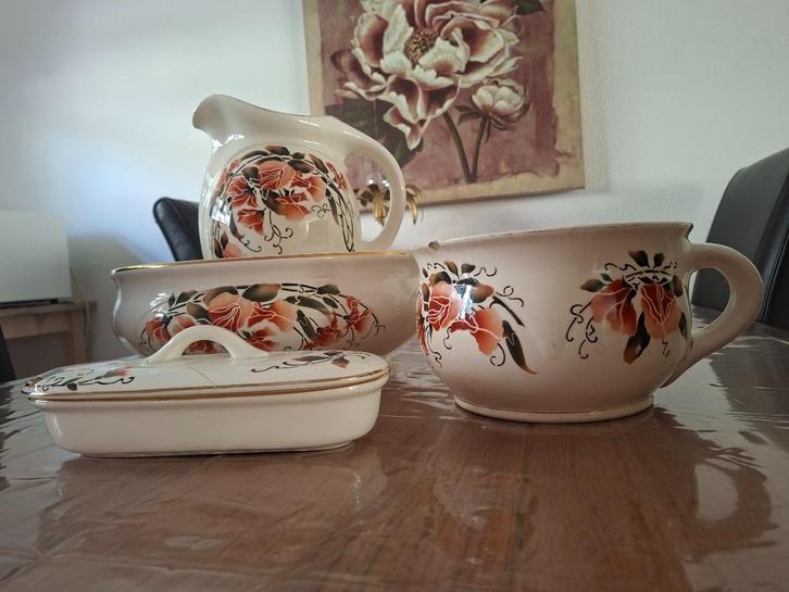 Lampetstel Societe Ceramique Maestricht 4 delig, Antiek en Kunst, Antiek | Keramiek en Aardewerk, Ophalen