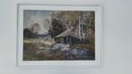 Schilderij met landschap en huisje, Antiek en Kunst, Kunst | Schilderijen | Klassiek, Ophalen