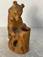 Oude Handgesneden Beer met Pennenbak, Antiek en Kunst, Ophalen of Verzenden