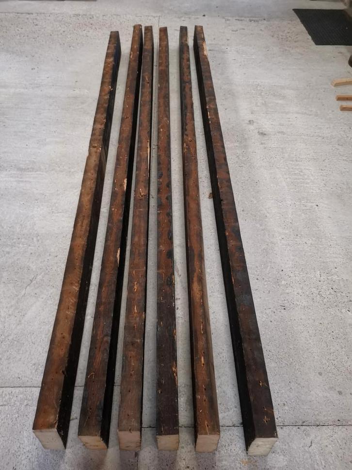 6 vuren houten balken kopse maat 63 * 160 - diverse lengtes, Doe-het-zelf en Verbouw, Hout en Planken, Gebruikt, Balk, Vuren, 250 tot 300 cm