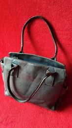 Italiaanse Vera Pelle tas - echt leer - 30x27cm - grijsblauw, Sieraden, Tassen en Uiterlijk, Tassen | Damestassen, Ophalen of Verzenden
