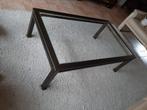 glazen facet geslepen salontafel, bronzen rand, Huis en Inrichting, Tafels | Salontafels, 100 tot 150 cm, Zo goed als nieuw, Minder dan 50 cm