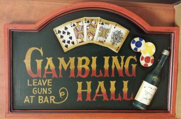 Gambling Hall kaarten fles houten pubbord wandbord wanddeco beschikbaar voor biedingen