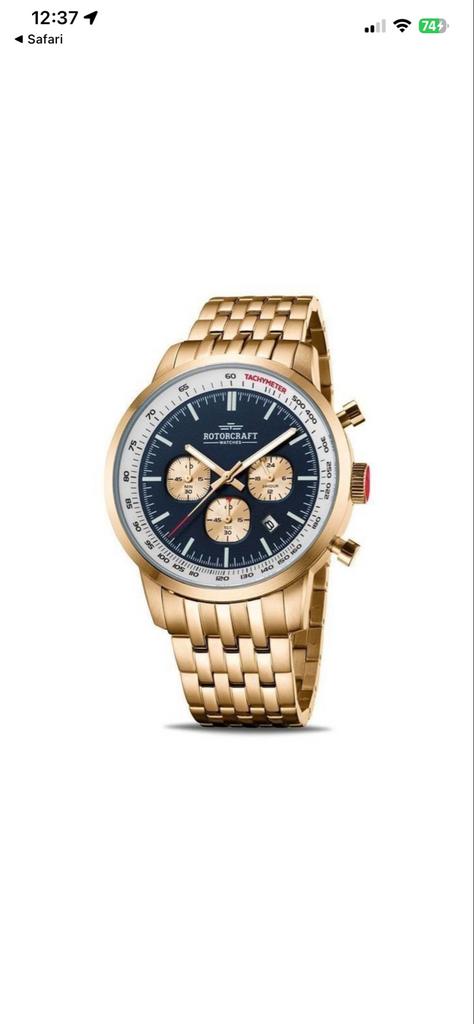 Rotorcraft Berlin RC3804 Chrono - Goudkleurig herenhorloge, Polshorloge, Zo goed als nieuw, Goud, Ophalen