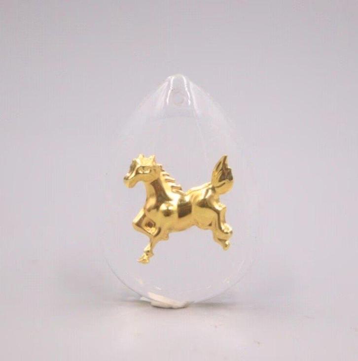 Golden paard kettinghanger, Sieraden, Tassen en Uiterlijk, Kettinghangers, Nieuw, Glas of Kristal, Goud, Dier, Verzenden