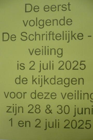 Veilinghuis de Voorstraat,Wij houden 2 juli een schriftelijk beschikbaar voor biedingen