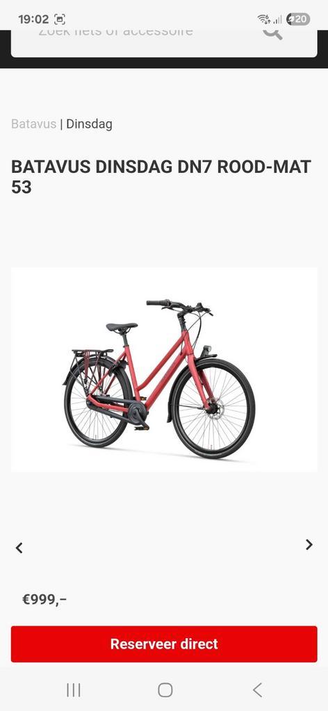 Batavus Dinsdag DN7 Rood-Mat - Damesfiets, Fietsen en Brommers, Fietsen | Dames | Damesfietsen, Zo goed als nieuw, Batavus, Versnellingen
