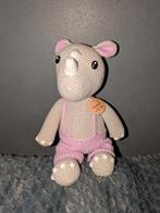 Handgemaakte Neushoorn Knuffel van Katoen, Ophalen of Verzenden, Nieuw, Overige typen