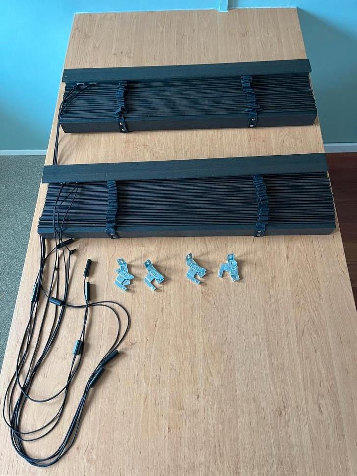 2x houten jaloezie | 820x1560mm | zwart | Kwantum, Huis en Inrichting, Stoffering | Gordijnen en Lamellen, Zo goed als nieuw, 150 tot 200 cm
