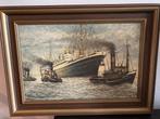 G. Portielje: Stoomslepers en Passagiersschip, Olieverf, Antiek en Kunst, Ophalen of Verzenden