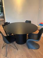 HKliving Pillar Eettafel - Ø 140 cm - Zwart, Huis en Inrichting, Tafels | Eettafels, Ophalen, Rond, Zo goed als nieuw, Overige houtsoorten