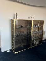 Anna Nora vitrinekast goud messing met rookglas, Ophalen, Vintage klassiek, 150 tot 200 cm, 25 tot 50 cm