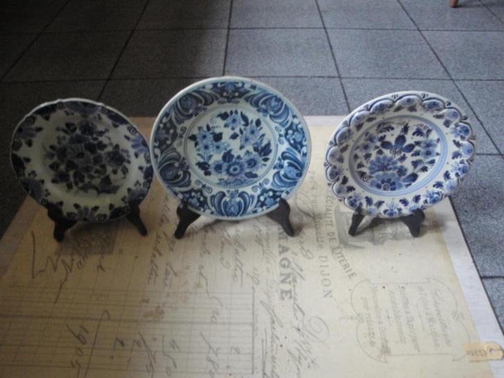 3 delfs blauwe borden, Antiek en Kunst, Antiek | Wandborden en Tegels, Ophalen of Verzenden