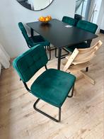 4 Donkergroene Velvet Stoelen - Kick Collection, Ophalen, Gebruikt, Overige kleuren, Velvet