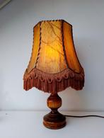 Vintage Varkensblaas Tafellamp met Houten Voet en Franjes, Ophalen of Verzenden
