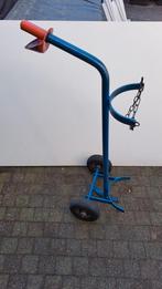 Enkele blauwe gasfleswagen, Ophalen, Gebruikt, Steekwagen
