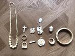 Vintage benen sieraden,olifant,brocante roos,benen kruis, Ophalen of Verzenden