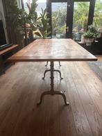 Teakhouten industriële eettafel, Huis en Inrichting, Tafels | Eettafels, Ophalen, Gebruikt, 100 tot 150 cm, Teakhout