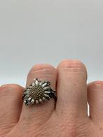 K679 Prachtige zilveren ring zonnebloem maat 17,5, Sieraden, Tassen en Uiterlijk, Antieke sieraden, Ophalen of Verzenden, Zilver