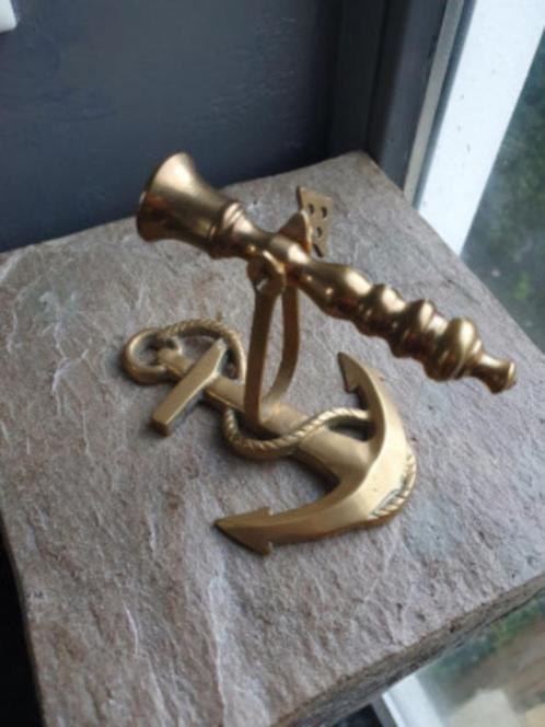Leuke massief koperen Brass U.S. Navy wand of tafelkandelaar, Antiek en Kunst, Antiek | Kandelaars, Koper of Brons, Ophalen of Verzenden