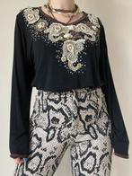 Vintage top/shirt met pailletten, L. Glitter party sequin, Kleding | Dames, Tops, Verzenden, Zwart, Maat 42/44 (L), Zonder mouw