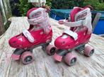 Schattige rolschaatsen, roze met wit en bloemetjes, Ophalen, Kinderen, Verstelbaar, Gebruikt