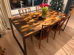 Eettafel industrieel massief hout, Huis en Inrichting, Tafels | Eettafels, Ophalen, 200 cm of meer, 50 tot 100 cm, Zo goed als nieuw