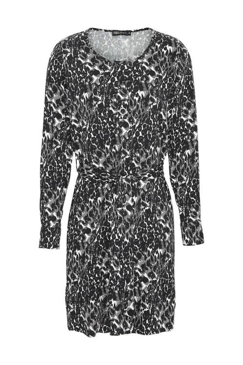 NIEUW! Trendy zwarte all over print jurk van Didi maat 42 44, Kleding | Dames, Jurken, Nieuw, Maat 42/44 (L), Zwart, Verzenden
